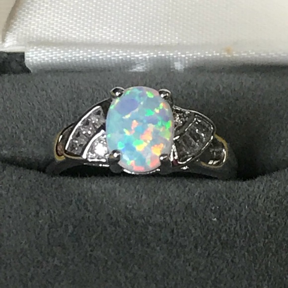 Jewelry - Opal and cz silver ring